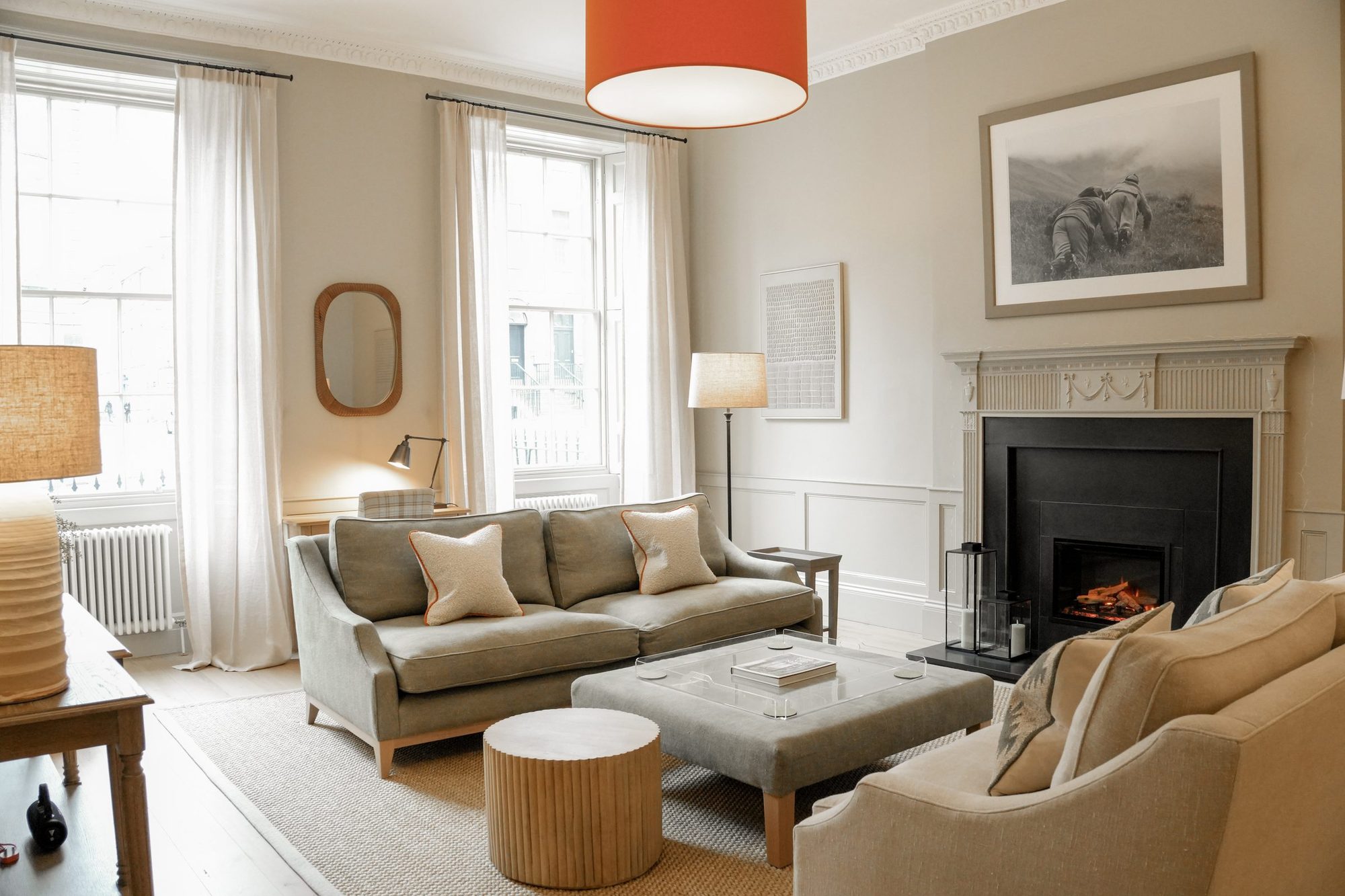 Living room with curtains at 48 North Castle Street
