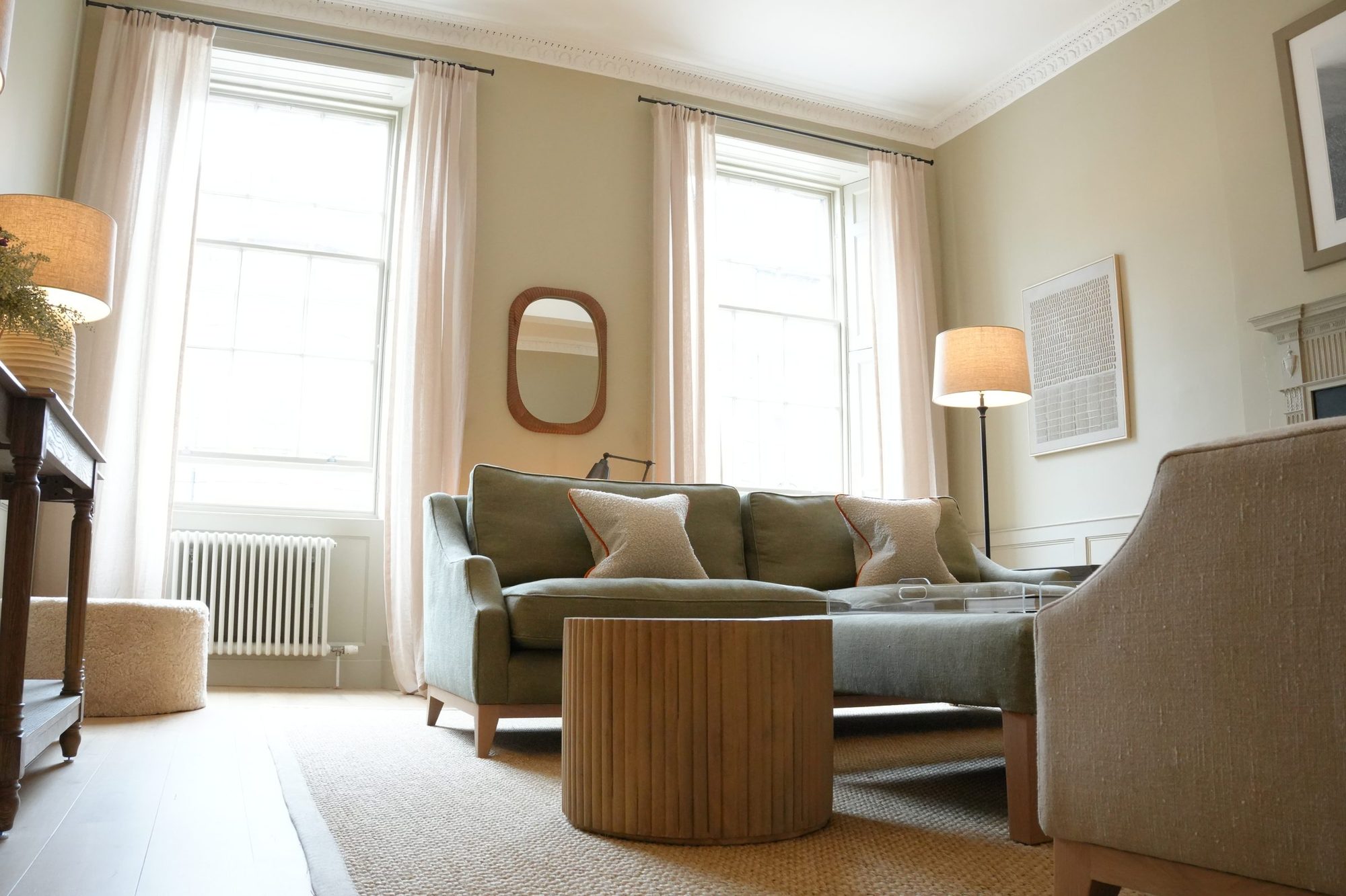 Sitting room with curtains at 48 North Castle Street